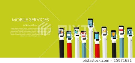 Mobile Service Backround Mobile Services Vector illustration. Flat... - Stock Illustration ...
