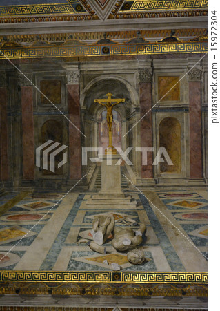 Ceiling painting of the Vatican Museum (collapsing image and the cross behind) 15972304