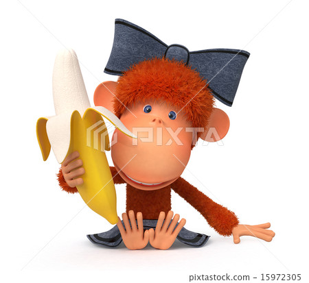 the little monkey with banana 15972305