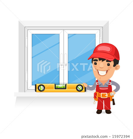 Carpenter Checks the New Window Carpenter Checks the New Window 15972394