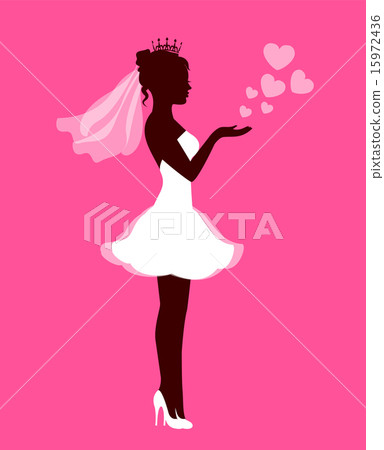 Bride with hearts on a pink background 15972436