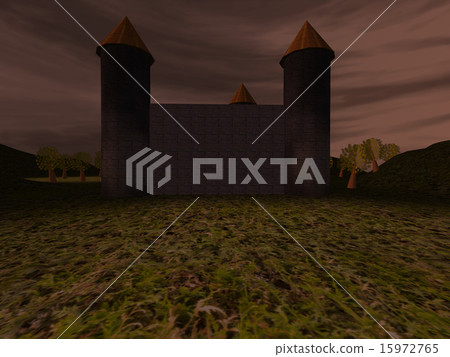 Dark landscape with castle 15972765