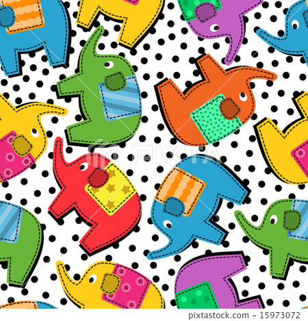 Seamless background with colorful elephants 15973072