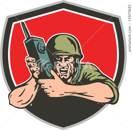 World War Two American Soldier Field Radio Shield 15973681