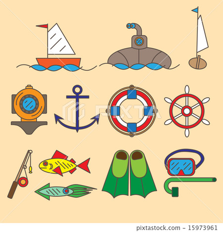 Set contour icon . Set contour icon . 15973961