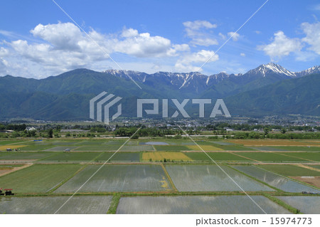 Northern Alps in early summer and Azumino 15974773