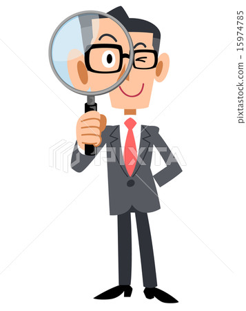 Businessmen watching with the magnifying glass Businessmen watching with the magnifying glass 15974785