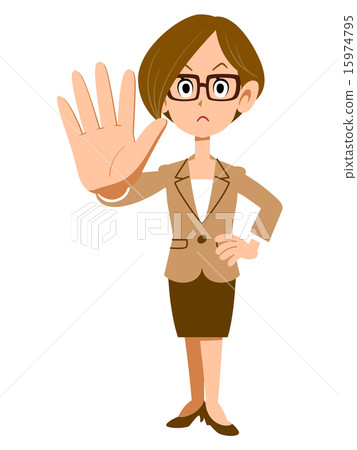 The gesture which stops the woman wearing glasses 15974795