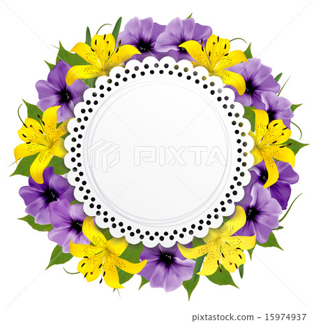 Greeting Card With Beautiful Flowers. Vector. 15974937