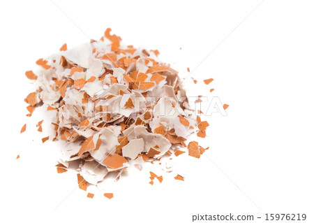 Crushed egg shell on white background Crushed egg shell on white background 15976219