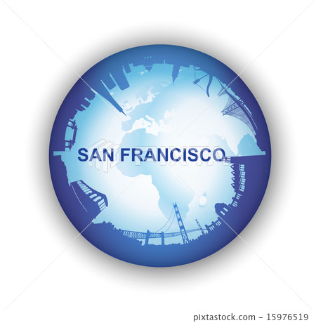 San Francisco Skyline with world globe San Francisco Skyline with world globe 15976519