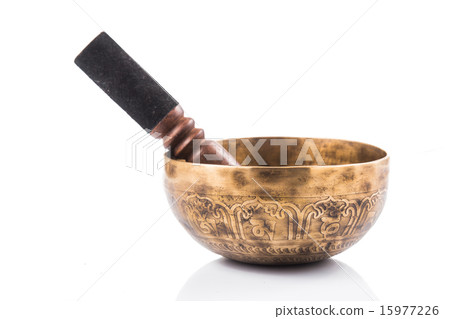 Nepali singing bowl isolated in white Nepali singing bowl isolated in white 15977226