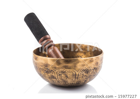 Nepali singing bowl isolated in white Nepali singing bowl isolated in white 15977227