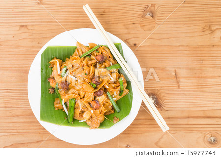 Simple  Chinese Char Kway Teow on banana leaf 15977743