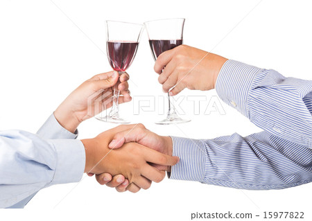 Men shaking hands and toasting red wine Men shaking hands and toasting red wine 15977822