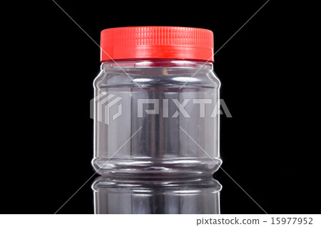 Translucent plastic PVC jar with red cover Translucent plastic PVC jar with red cover 15977952
