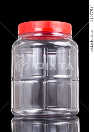 Translucent plastic PVC jar with red cover Translucent plastic PVC jar with red cover 15977954