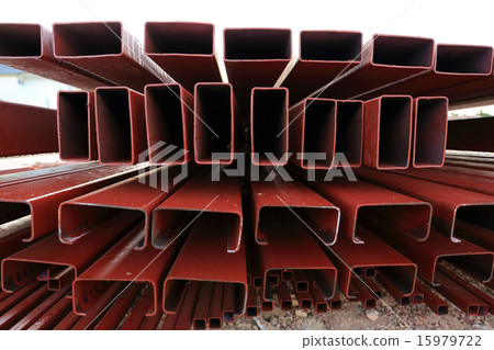 pile of steel beam in building construction site 15979722