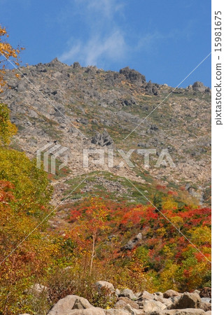 Mt. Hayate Mountain of autumn leaves from the climbing mountain road of Kawahara Mt. Hayate Mountain of autumn leaves from the climbing mountain road of Kawahara 15981675