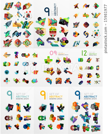 Set of abstract paper elements, infographics... - Stock Illustration ...