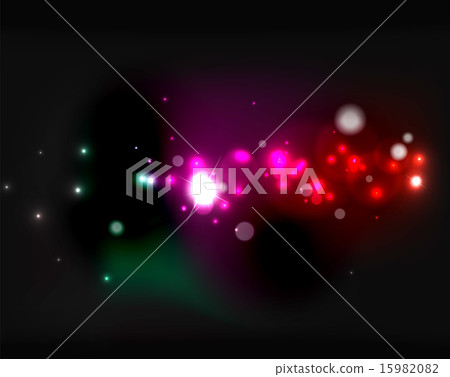 Glowing shiny bubbles and stars in dark space Glowing shiny bubbles and stars in dark space 15982082