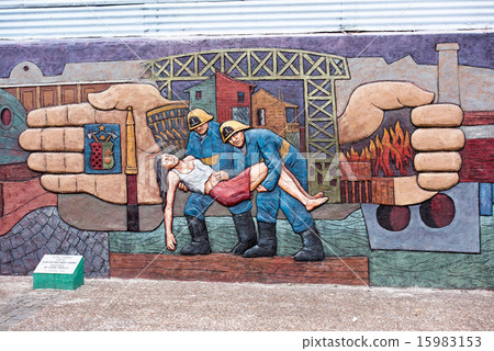 fireman painted house wall in Buenos Aires 15983153