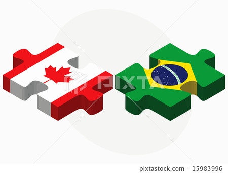 Canada and Brazil Flags in puzzle Canada and Brazil Flags in puzzle 15983996