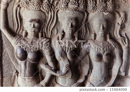 Bas-relief on the wall of Angkor Wat Temple Bas-relief on the wall of Angkor Wat Temple 15984099