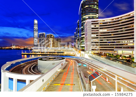 traffic in modern city at night 15984275