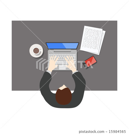 Flat style office worker business in top view - Stock Illustration ...