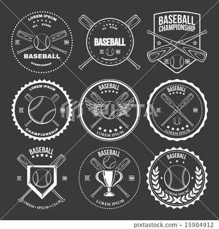 Set of vintage baseball labels and badges Vector - Stock Illustration ...