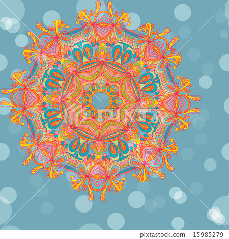 Circle mandala lace hand-drawn ornament vector 15985279