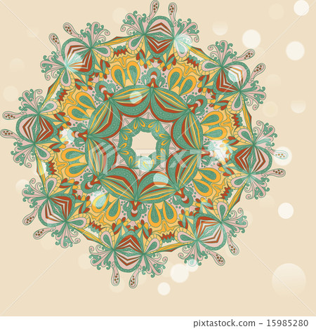 Circle mandala lace hand-drawn ornament vector Circle mandala lace hand-drawn ornament vector 15985280