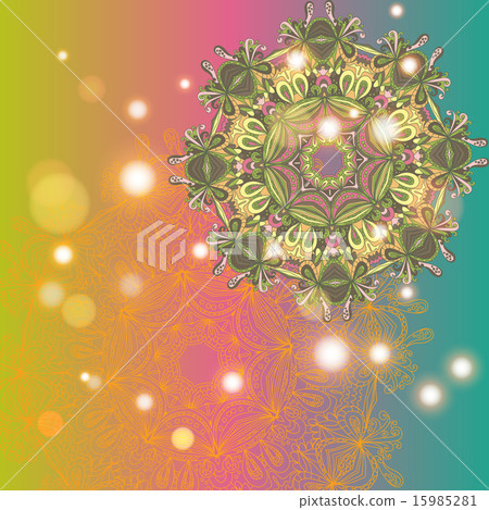 Circle mandala lace hand-drawn ornament vector 15985281