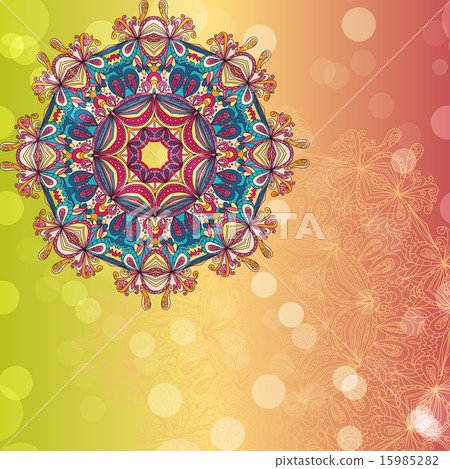 Circle mandala lace hand-drawn ornament vector 15985282