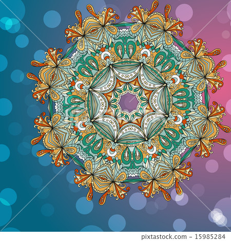 Circle mandala lace hand-drawn ornament vector Circle mandala lace hand-drawn ornament vector 15985284