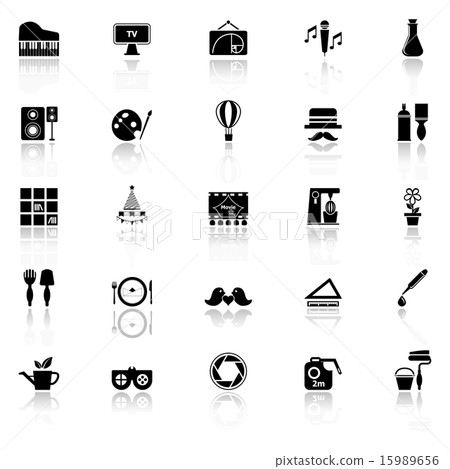 Art activity icons with reflect on white Art activity icons with reflect on white 15989656