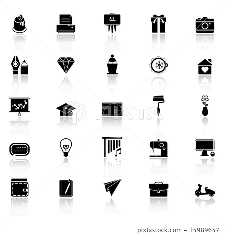 Art and creation icons with reflect on white Art and creation icons with reflect on white 15989657