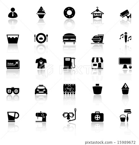 Franchisee business icons with reflect on white Franchisee business icons with reflect on white 15989672