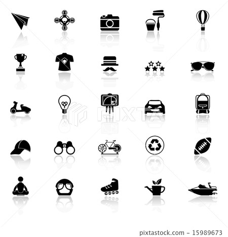 Hipster icons with reflect on white background Hipster icons with reflect on white background 15989673