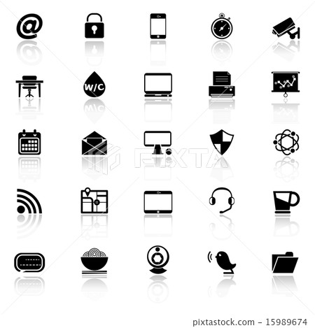 Internet cafe icons with reflect on white Internet cafe icons with reflect on white 15989674