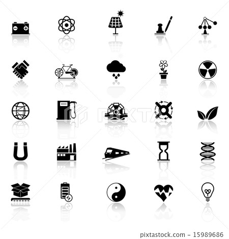 Renewable energy icons with reflect on white Renewable energy icons with reflect on white 15989686