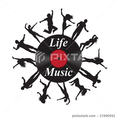 record music and silhouettes of dancing people record music and silhouettes of dancing people 15990092