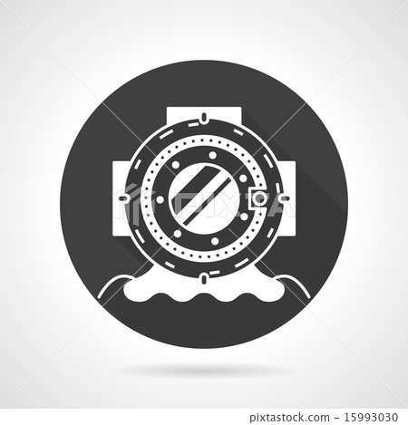 Old dive helmet black round vector icon Old dive helmet black round vector icon 15993030