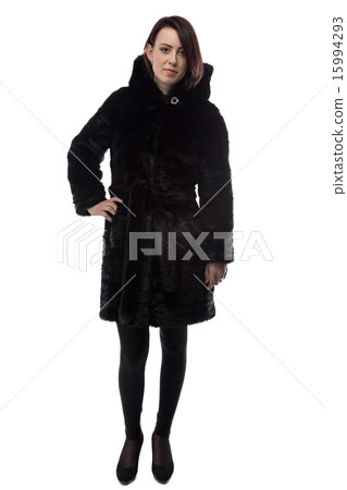 Photo of brunette in fake fur coat 15994293