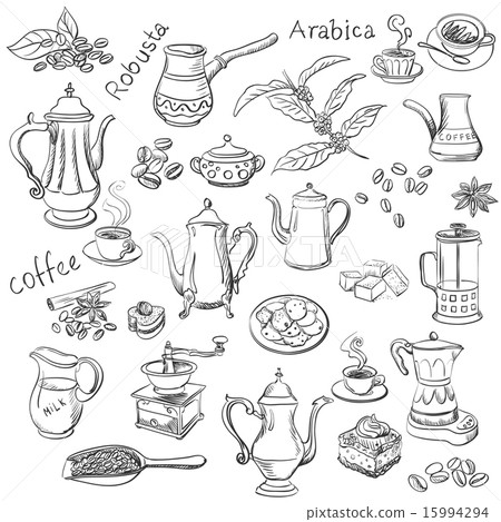 coffee collection - hand drawn illustration 15994294