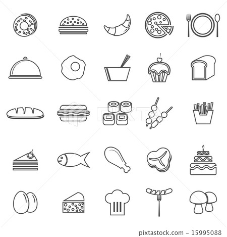 Food line icons on white background Food line icons on white background 15995088