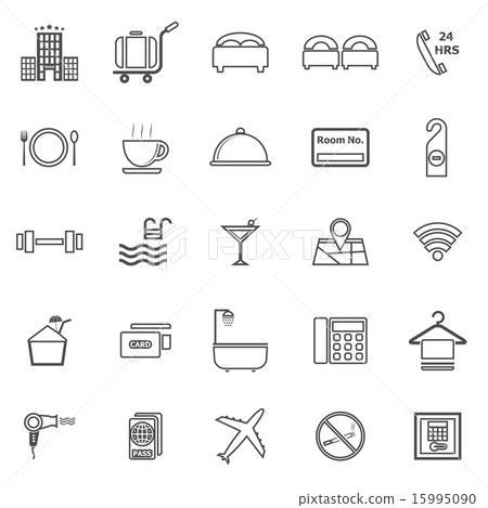 Hotel line icons on white background 15995090