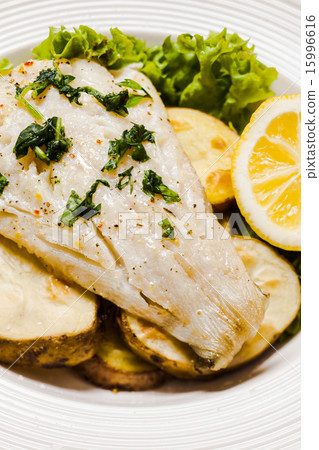 Baked cod fillet 15996616