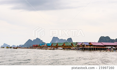 Pier and floating restaurant at Koh Panyee island 15997160